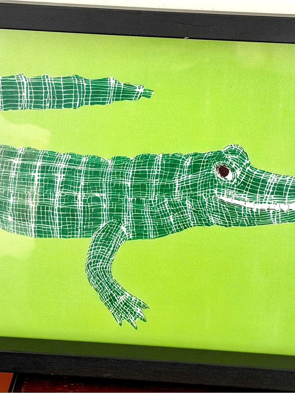 Alligator Stripe Gator Canvas Art Print Crocodile Lizard Black Framed Green Art